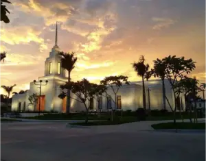 The exterior of the Haiti temple for The Church of Jesus Christ of Latter Day Saints