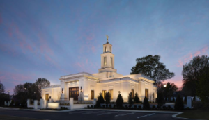 The exterior of the Raleigh, North Carolina temple for The Church of Jesus Christ of Latter Day Saints